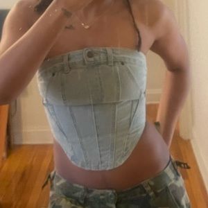 Topshop Denim crop corset